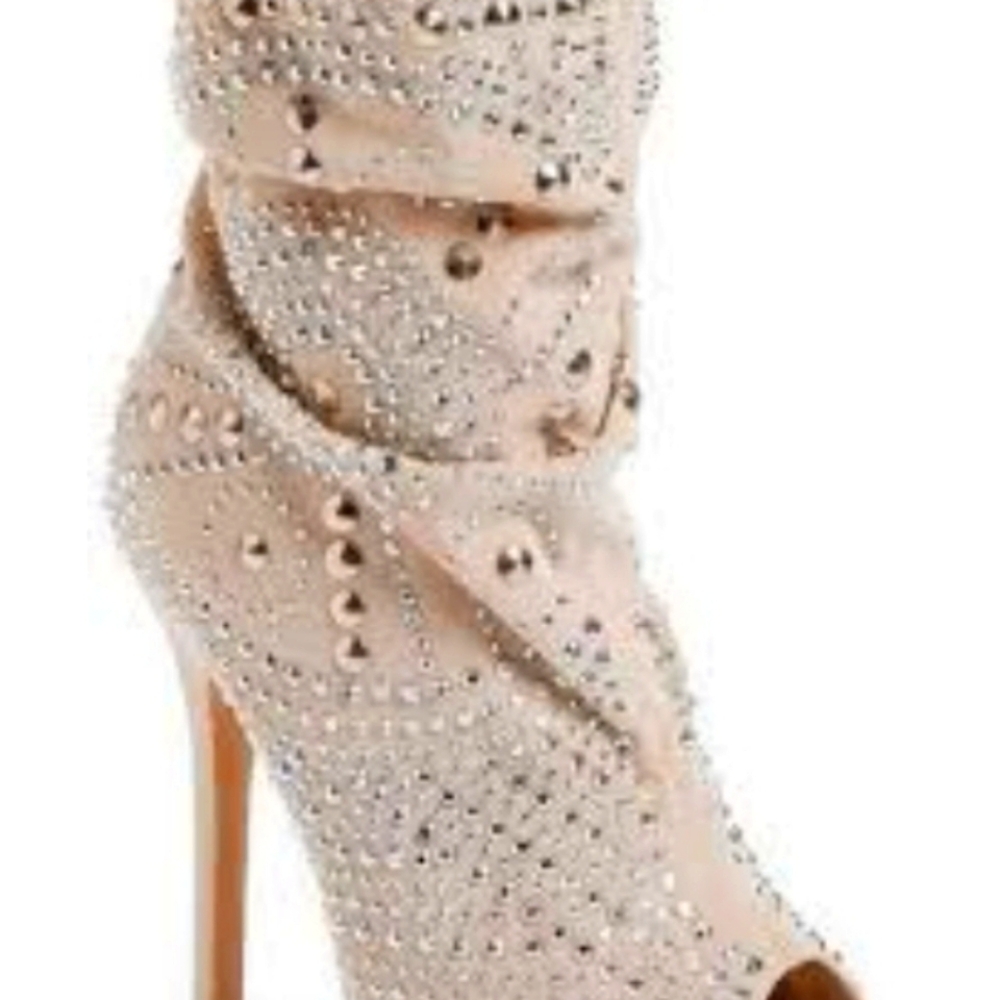 Lauren Lorraine Nude W/ Silver Stud Boots Women’s 7.5 "Lolita"